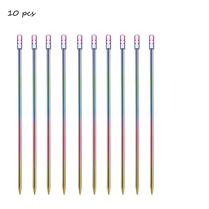 10 pezzi 304 scelte per alimenti in acciaio inossidabile bastoncini da Cocktail riutilizzabili scelte per bevande riutilizzabili scelte per Martini stuzzicadenti scelte per frutta