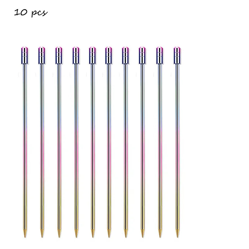 10 pezzi 304 scelte per alimenti in acciaio inossidabile bastoncini da Cocktail riutilizzabili scelte per bevande riutilizzabili scelte per Martini stuzzicadenti scelte per frutta