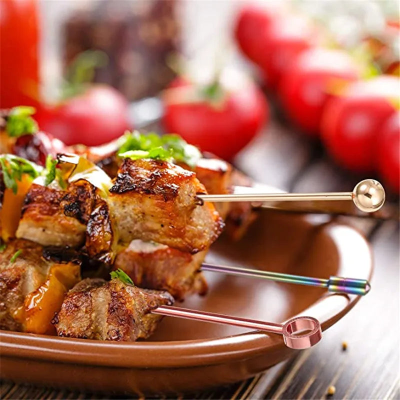 10 pezzi 304 scelte per alimenti in acciaio inossidabile bastoncini da Cocktail riutilizzabili scelte per bevande riutilizzabili scelte per Martini stuzzicadenti scelte per frutta