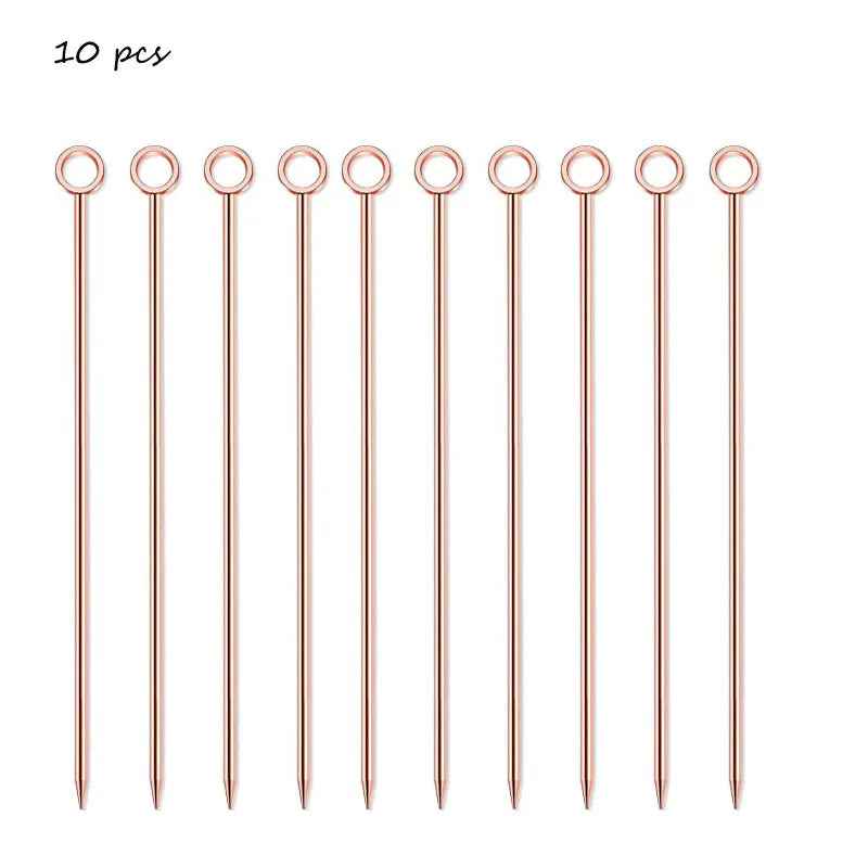 10 pezzi 304 scelte per alimenti in acciaio inossidabile bastoncini da Cocktail riutilizzabili scelte per bevande riutilizzabili scelte per Martini stuzzicadenti scelte per frutta