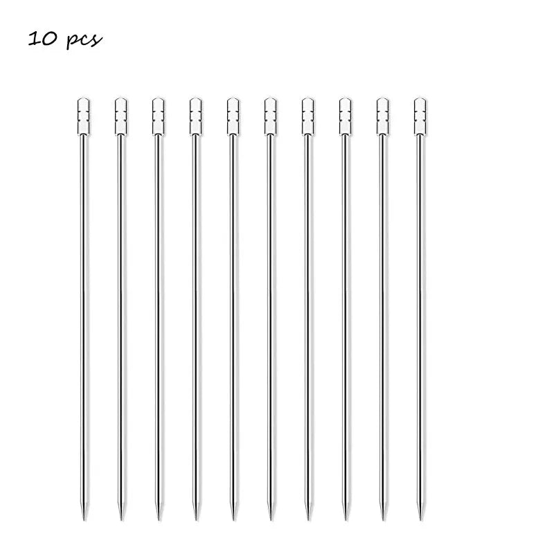 10 pezzi 304 scelte per alimenti in acciaio inossidabile bastoncini da Cocktail riutilizzabili scelte per bevande riutilizzabili scelte per Martini stuzzicadenti scelte per frutta