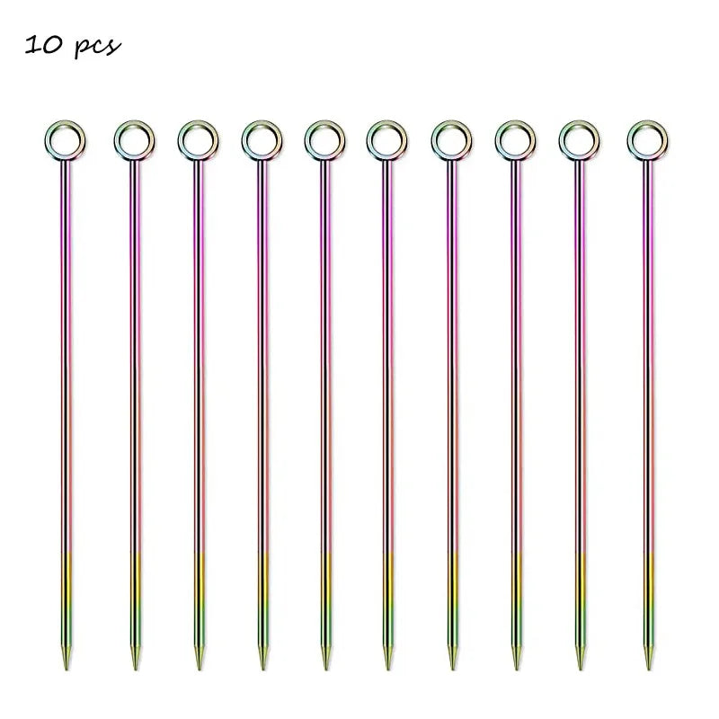 10 pezzi 304 scelte per alimenti in acciaio inossidabile bastoncini da Cocktail riutilizzabili scelte per bevande riutilizzabili scelte per Martini stuzzicadenti scelte per frutta