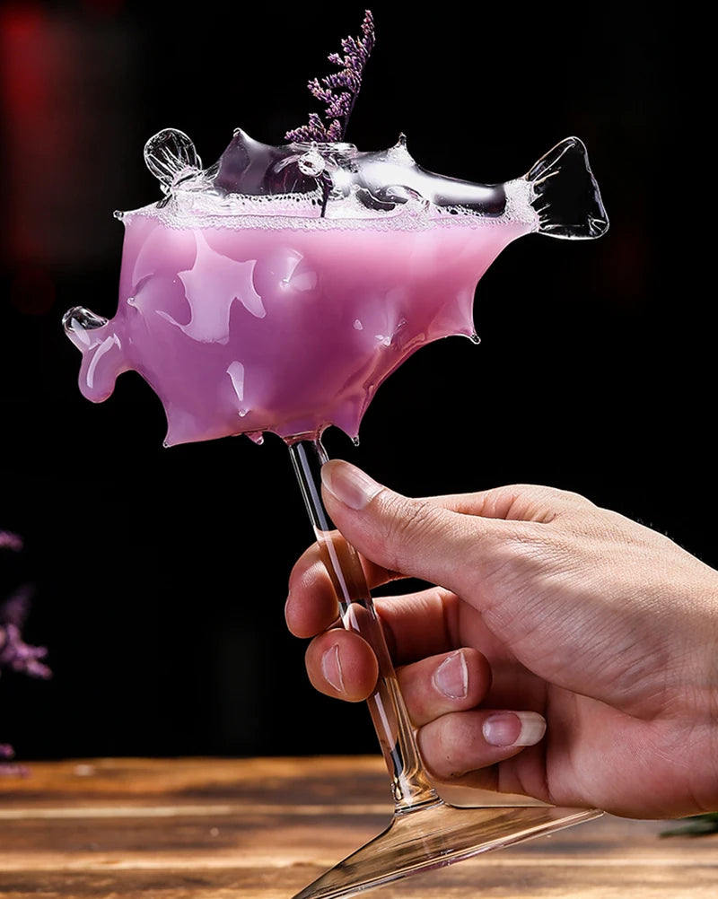 Bicchiere da cocktail creativo - Bicchiere da cocktail design Porcupine Fish/Cigno/Rosa/Octopus/Uccello, novità tazza per bevande per KTV Bar Night Party