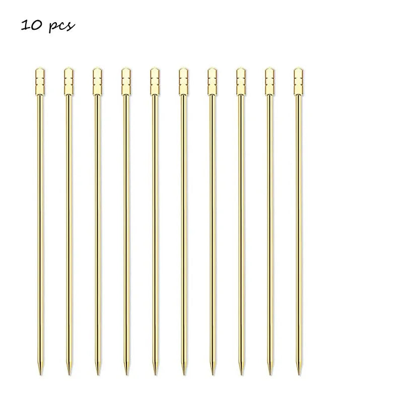 10 pezzi 304 scelte per alimenti in acciaio inossidabile bastoncini da Cocktail riutilizzabili scelte per bevande riutilizzabili scelte per Martini stuzzicadenti scelte per frutta