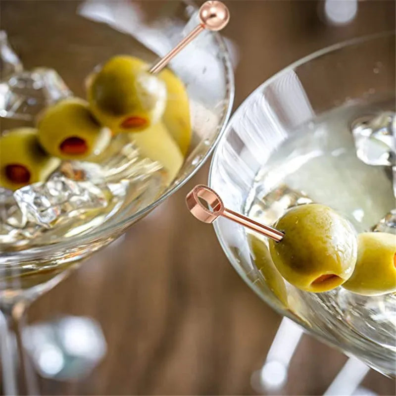 10 pezzi 304 scelte per alimenti in acciaio inossidabile bastoncini da Cocktail riutilizzabili scelte per bevande riutilizzabili scelte per Martini stuzzicadenti scelte per frutta