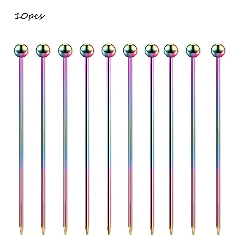 10 pezzi 304 scelte per alimenti in acciaio inossidabile bastoncini da Cocktail riutilizzabili scelte per bevande riutilizzabili scelte per Martini stuzzicadenti scelte per frutta