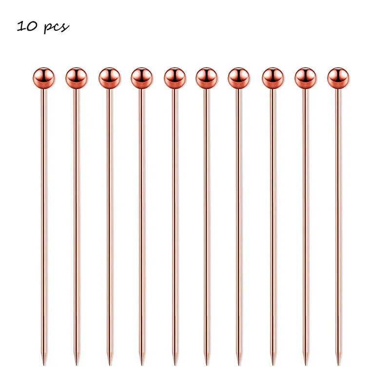 10 pezzi 304 scelte per alimenti in acciaio inossidabile bastoncini da Cocktail riutilizzabili scelte per bevande riutilizzabili scelte per Martini stuzzicadenti scelte per frutta