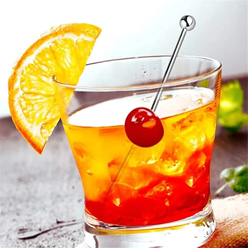10 pezzi 304 scelte per alimenti in acciaio inossidabile bastoncini da Cocktail riutilizzabili scelte per bevande riutilizzabili scelte per Martini stuzzicadenti scelte per frutta