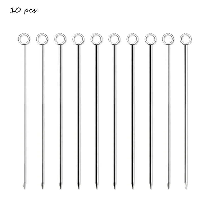 10 pezzi 304 scelte per alimenti in acciaio inossidabile bastoncini da Cocktail riutilizzabili scelte per bevande riutilizzabili scelte per Martini stuzzicadenti scelte per frutta