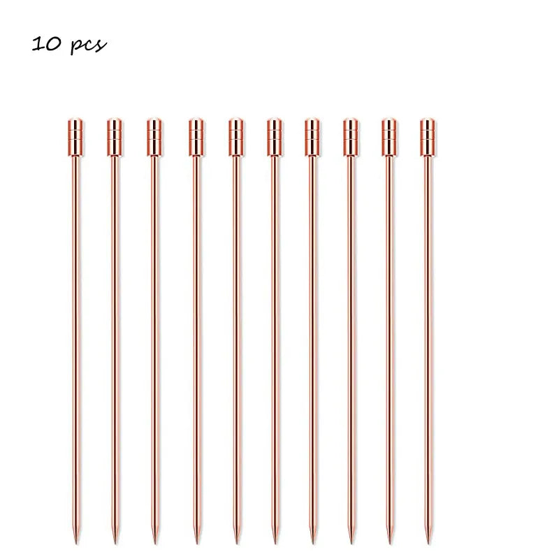 10 pezzi 304 scelte per alimenti in acciaio inossidabile bastoncini da Cocktail riutilizzabili scelte per bevande riutilizzabili scelte per Martini stuzzicadenti scelte per frutta