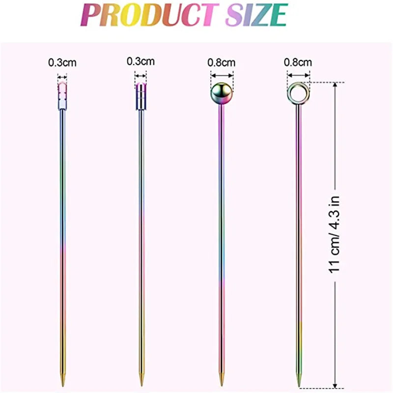 10 pezzi 304 scelte per alimenti in acciaio inossidabile bastoncini da Cocktail riutilizzabili scelte per bevande riutilizzabili scelte per Martini stuzzicadenti scelte per frutta