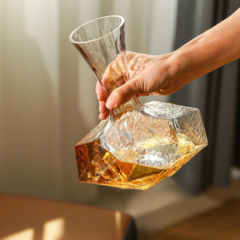 Dispositivo di riflessione a forma geometrica per uso domestico vaso di vino rosso in stile europeo di lusso Decanter in vetro senza piombo
