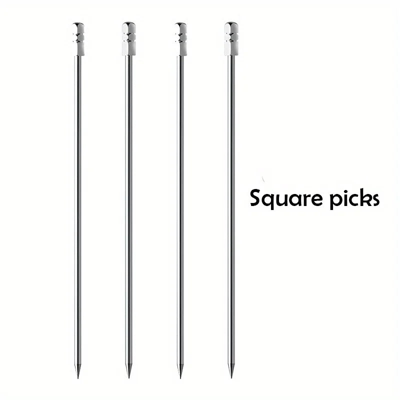 4 pezzi di plettri da cocktail in acciaio inossidabile, plettri da frutta, bastoncini da cocktail per bar, pub, club, ristorante e accessori per bicchieri per uso domestico