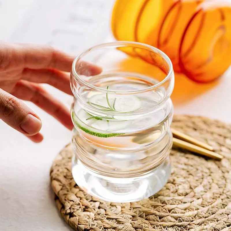 4 pezzi tazze di vetro creative tazza da caffè bicchieri trasparenti vetreria a costine tazze con cannucce set cocktail bicchieri di vetro di frutta