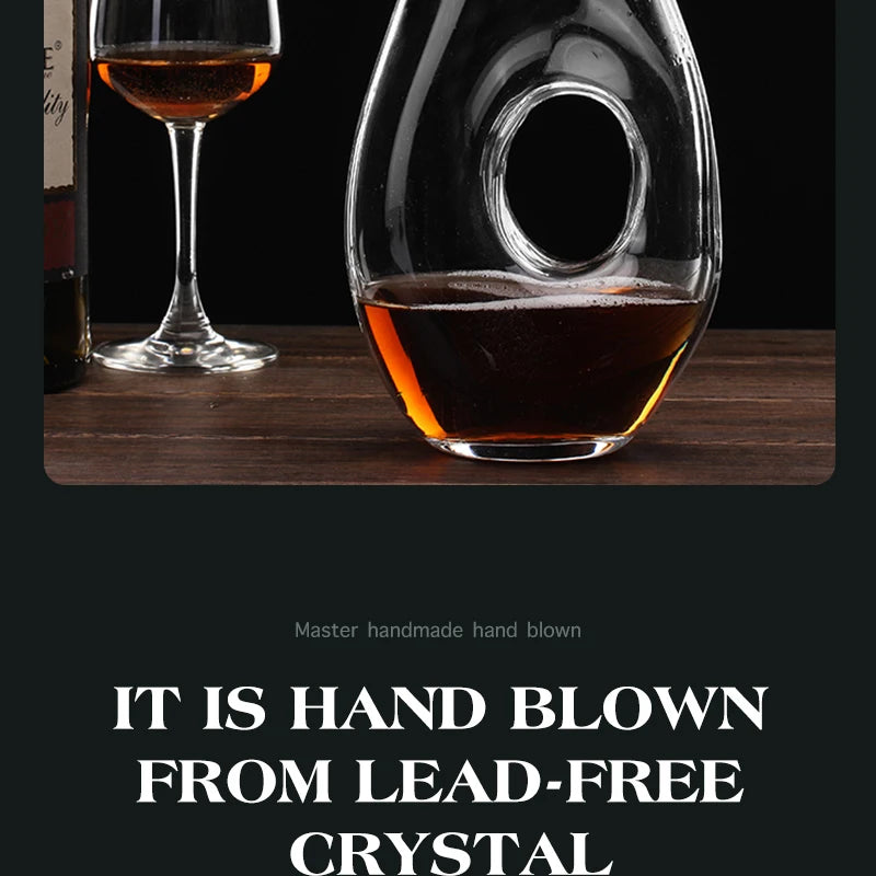 Decanter per vino a cerchio cavo - Decanter con eleganza Decanter per vino rosso in vetro trasparente senza piombo Contenitore per succo Decanter per vino
