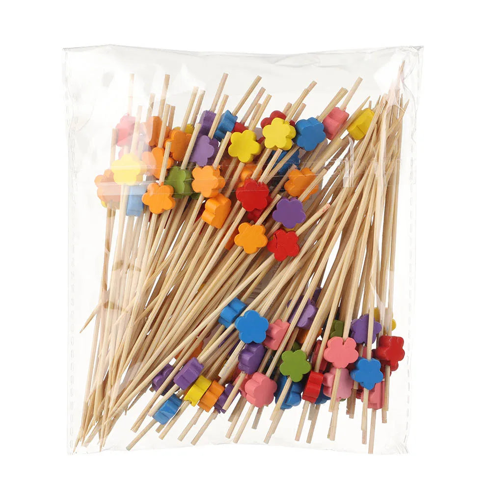 100 pezzi Barbeque Bar Tool Kitchen & Bar Cocktail Picks Bamboo Knot spiedini Fruit Forks Stick