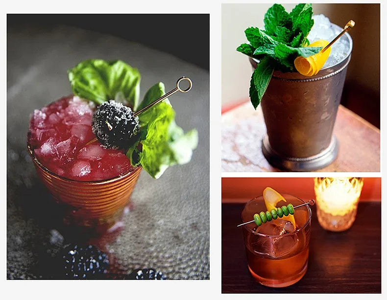4 pezzi di plettri da cocktail in acciaio inossidabile, plettri da frutta, bastoncini da cocktail per bar, pub, club, ristorante e accessori per bicchieri per uso domestico