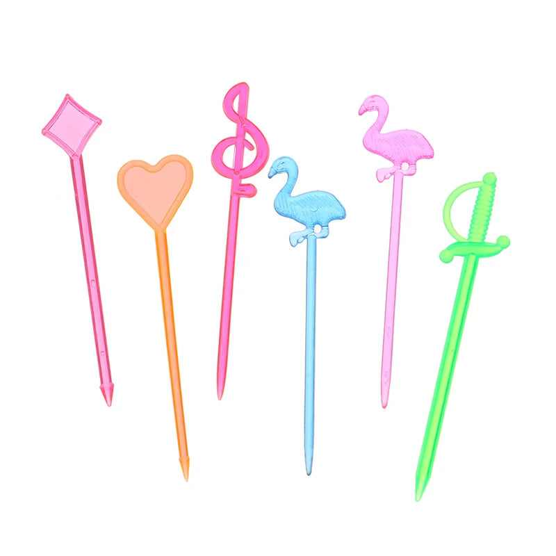 50 pz animale fenicottero cuore forniture per feste cibo Picks Buffet frutta forchetta Snack torta Dessert insalata bastoncini Cocktail stuzzicadenti Skewe