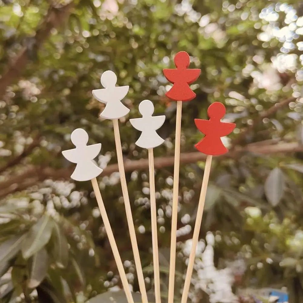 50 pz/set Natale Bambù Cocktail Picks Babbo Natale Fiocco di neve Frutta Dessert Cibo Stuzzicadenti Fornitura per feste di Natale