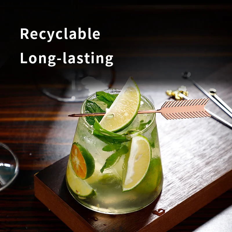 3 pezzi in acciaio inossidabile cocktail vino aghi plettri bastone riutilizzabili spiedini da cocktail in metallo olive antipasti bar festa di Natale