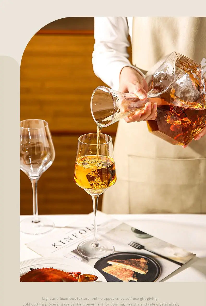 Dispositivo di riflessione a forma geometrica per uso domestico vaso di vino rosso in stile europeo di lusso Decanter in vetro senza piombo