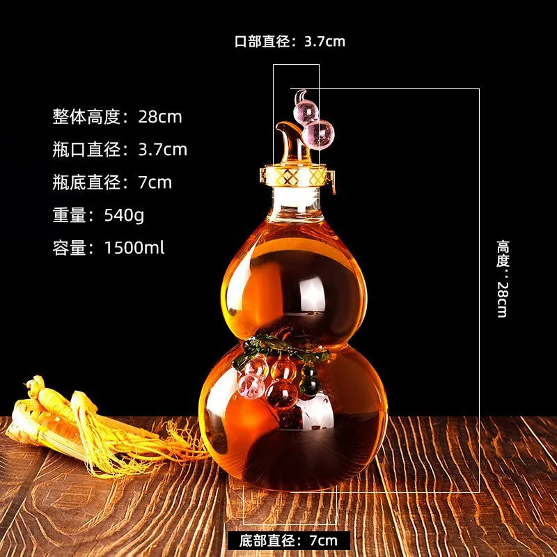 Bottiglia di vino con zucca creativa per uso domestico con decanter in vetro borosilicato trasparente di grande capacità da 500/3000 ml