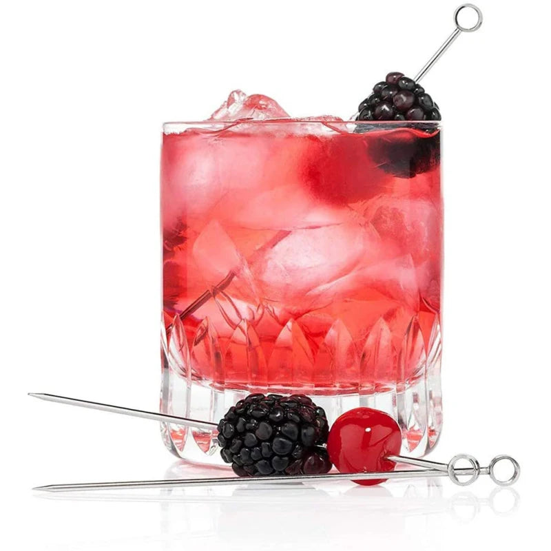Plettri da cocktail Antipasto Spiedini in acciaio inossidabile per stuzzicadenti Bastoncini di frutta Stuzzicadenti in metallo Martini Stick Fancy Garnish Oliva