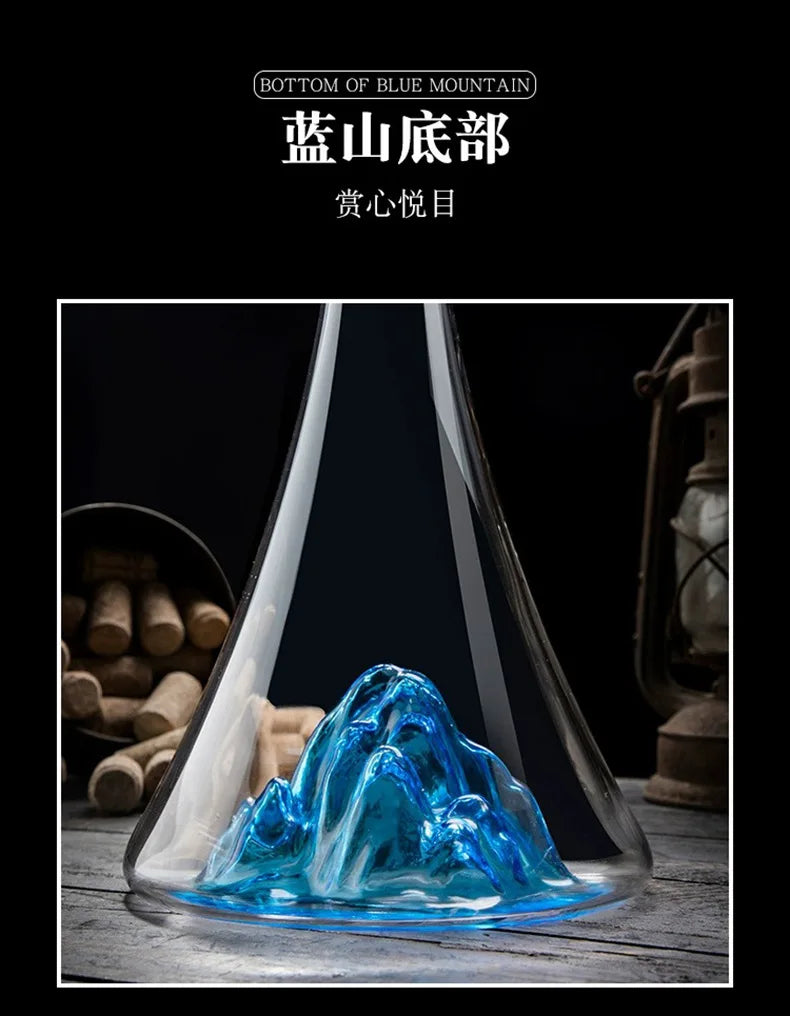 Decanter in vetro trasparente Iceberg blu di lusso leggero europeo Filtro per vino rosso di alto valore e divisore per vino Utensili per vino di fascia alta