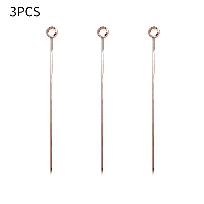 3 pezzi in acciaio inossidabile cocktail vino aghi plettri bastone riutilizzabili spiedini da cocktail in metallo olive antipasti bar festa di Natale