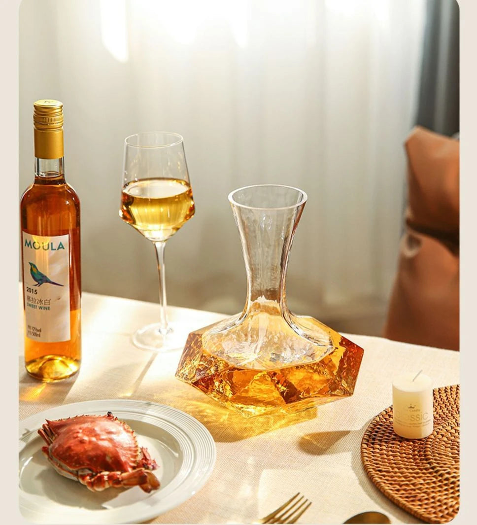 Dispositivo di riflessione a forma geometrica per uso domestico vaso di vino rosso in stile europeo di lusso Decanter in vetro senza piombo