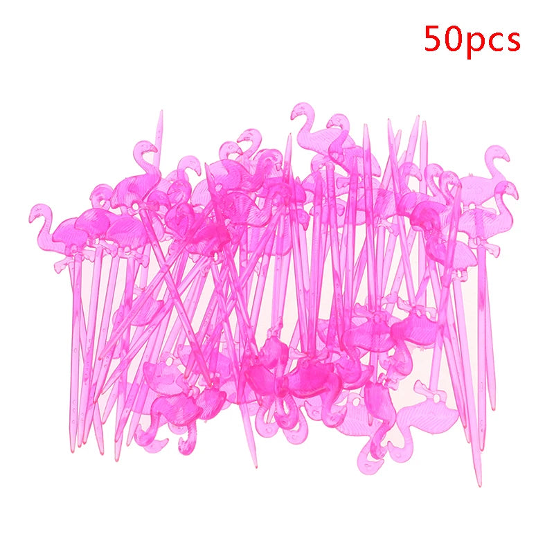 50 pz animale fenicottero cuore forniture per feste cibo Picks Buffet frutta forchetta Snack torta Dessert insalata bastoncini Cocktail stuzzicadenti Skewe