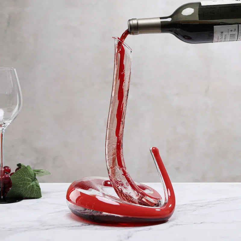 Decanter in vetro a forma di serpente soffiato artificiale Separatore di vino Articoli da bar Dispenser di vino per uso domestico Set di vino decanter per anziani da 1000 ml