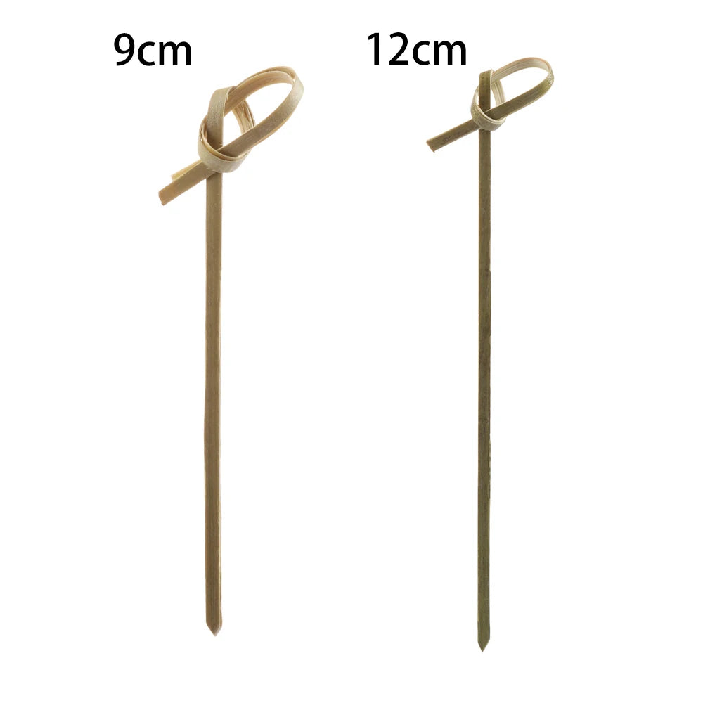 100 pezzi Barbeque Bar Tool Kitchen & Bar Cocktail Picks Bamboo Knot spiedini Fruit Forks Stick