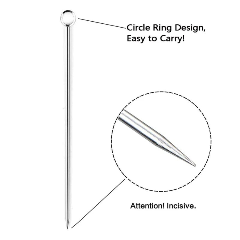 Plettri da cocktail Antipasto Spiedini in acciaio inossidabile per stuzzicadenti Bastoncini di frutta Stuzzicadenti in metallo Martini Stick Fancy Garnish Oliva