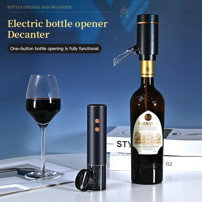 Decanter elettrico ricaricabile con pompa a vuoto veloce Set di apertura automatica per vino Aeratore per vino Decanter rapido elettronico