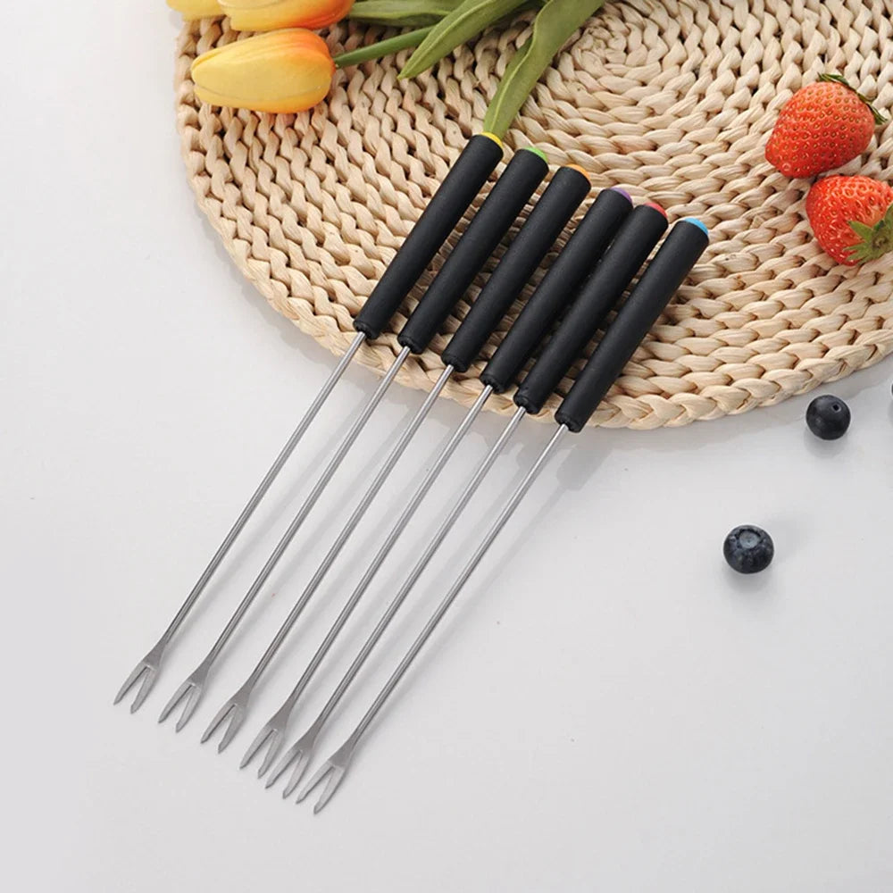 Forchette Fonduta Forchetta Spiedini Marshmallow Sticks Plettri Marshmallow Acciaio Formaggio Acciaio Inossidabile Cioccolato Antipasto Arrostire Cocktail
