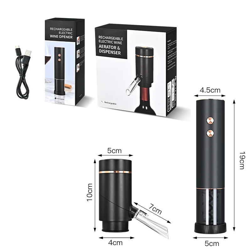 Decanter elettrico ricaricabile con pompa a vuoto veloce Set di apertura automatica per vino Aeratore per vino Decanter rapido elettronico