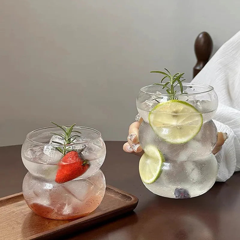 350/550ml Tazza di vetro trasparente Tazza di caffè freddo con cannuccia Dessert Succo di latte Bicchieri Tazza Bicchieri da cocktail per feste Tazza da tè