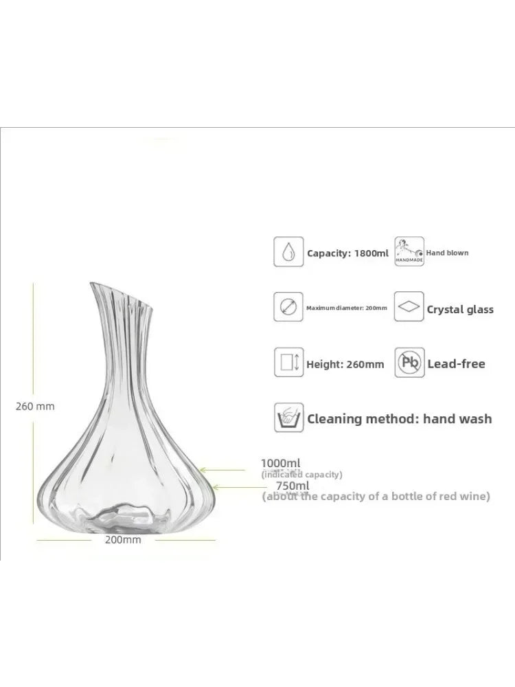Decanter per vino in vetro di cristallo di lusso in stile europeo con manico per vino rosso Accessori per bere eleganti articoli da bar per la casa