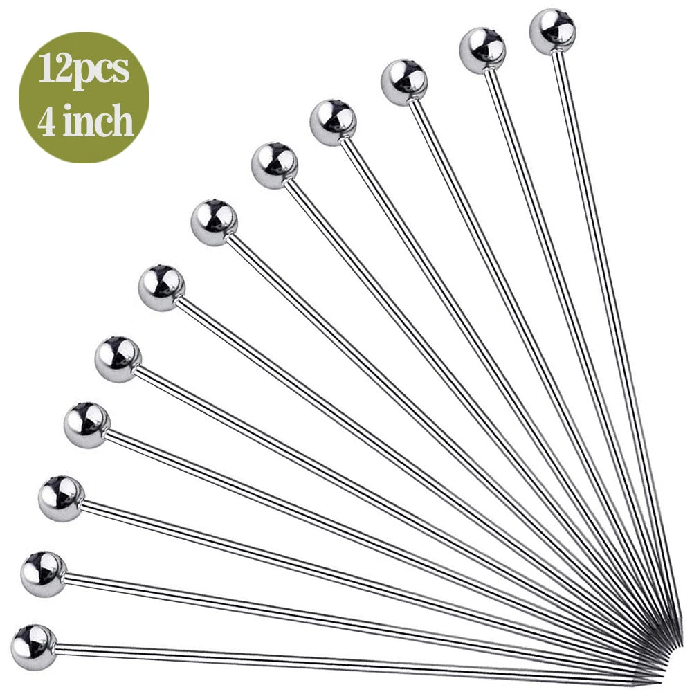 12 pezzi plettri da cocktail in acciaio inossidabile strumenti da bar bastoncini per agitare bevande decorazione bastoncini di frutta riutilizzabili plettro da cocktail per feste