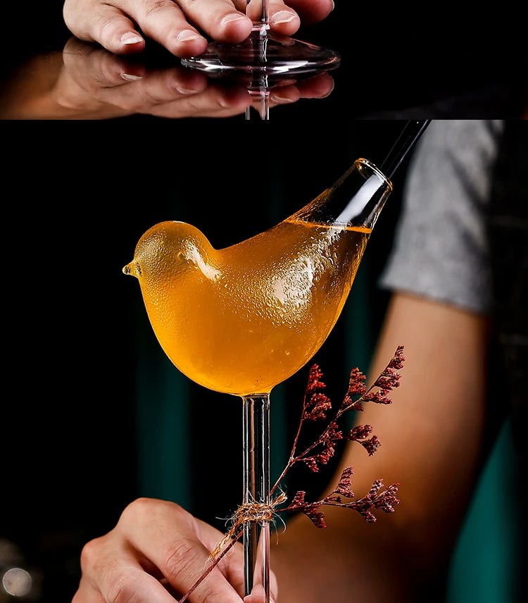Bicchiere da cocktail creativo con pesciolini, polpo, cigno, uccello, calice trasparente con cannuccia, tazza di succo di vino per feste, bar, discoteca