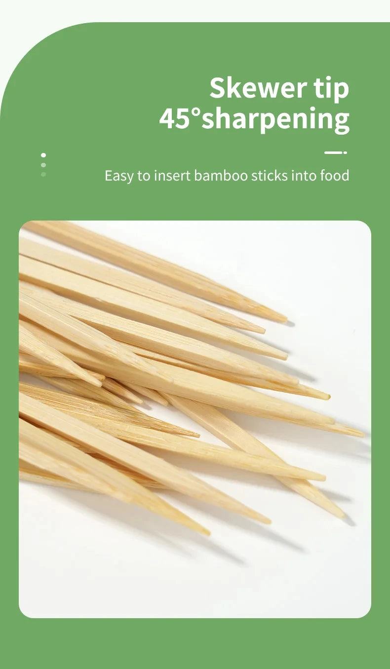 100 pezzi bastoncini di bambù spiedini di bambù naturali usa e getta barbecue bastoncini per barbecue per Kabob cocktail di frutta campeggio strumenti per barbecue per feste