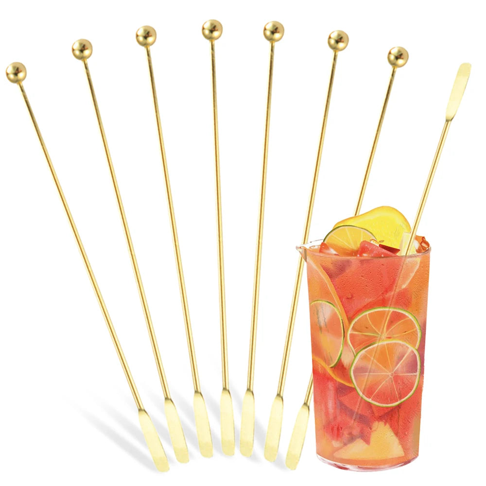 Plettri da cocktail in acciaio inossidabile 304 argento Strumenti da bar Bastoncini per agitare bevande Decorazione Bastoncini di frutta riutilizzabili Plettri da cocktail