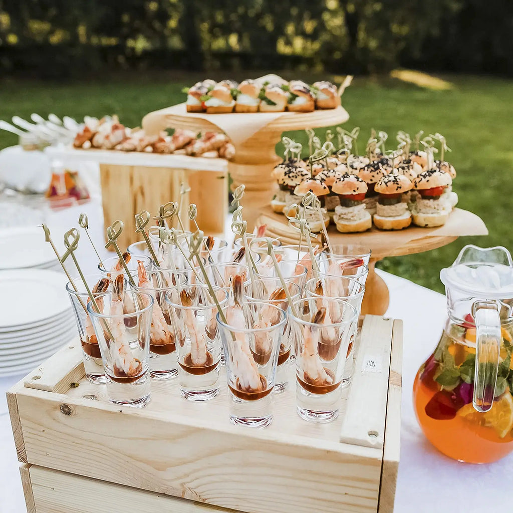 Spiedini stuzzicadenti da cocktail lunghi in bambù di alta qualità da 100 pezzi, adatti per antipasti, spiedini di frutta, panini, bevande, hamburger