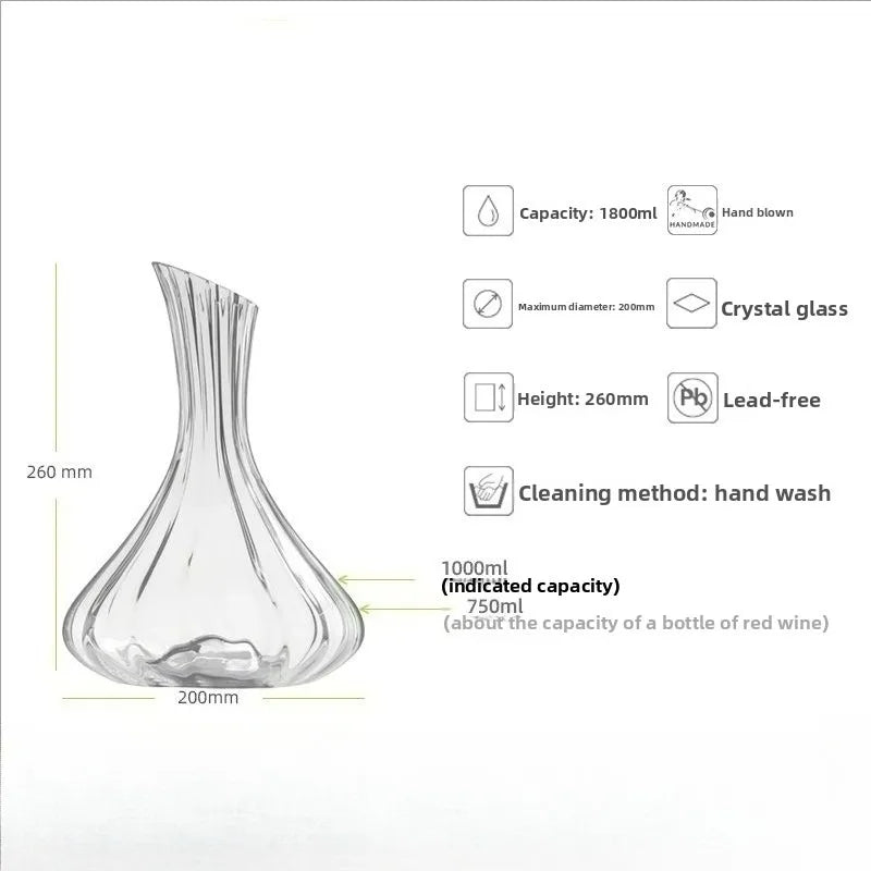 Decanter per vino in vetro di cristallo di lusso in stile europeo con manico per vino rosso Accessori per bere eleganti articoli da bar per la casa