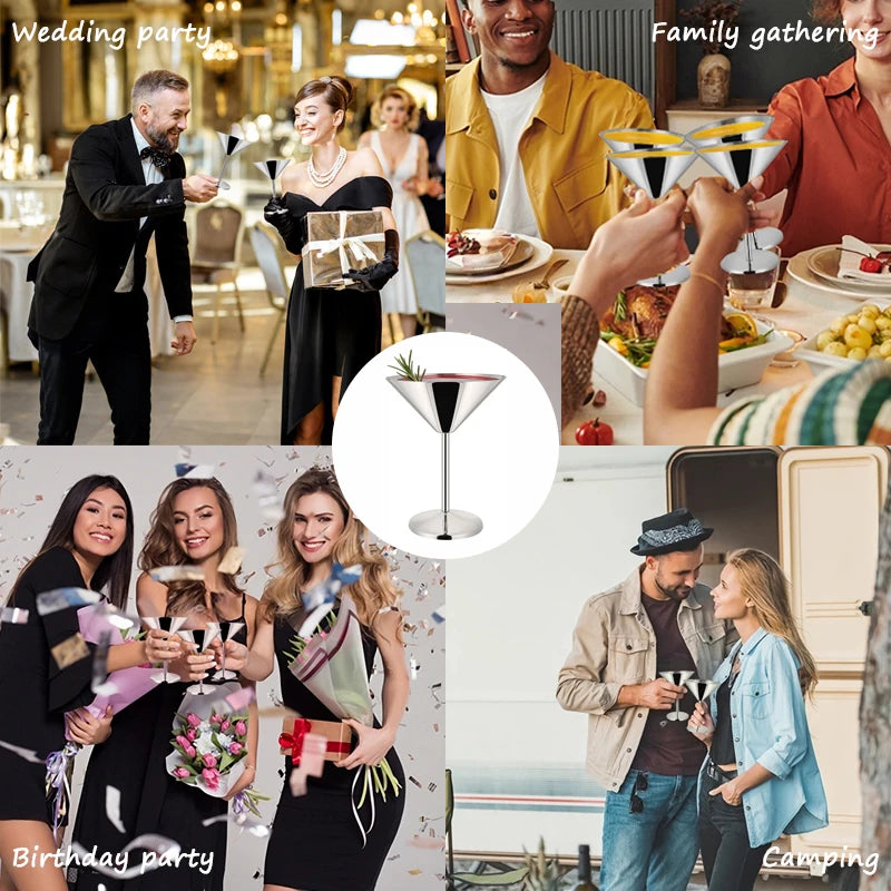 6 pezzi eleganti bicchieri da vino Martell 200 ml infrangibili in metallo acciaio inossidabile cocktail martell bicchieri da vino per feste bar matrimoni