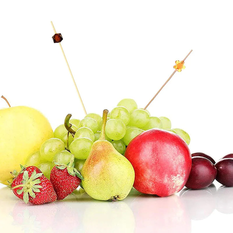 100 bastoncini da Cocktail spiedini di bambù scelte di frutta per Cocktail antipasti frutta dessert forniture per feste spiedini di frutta-fenicottero