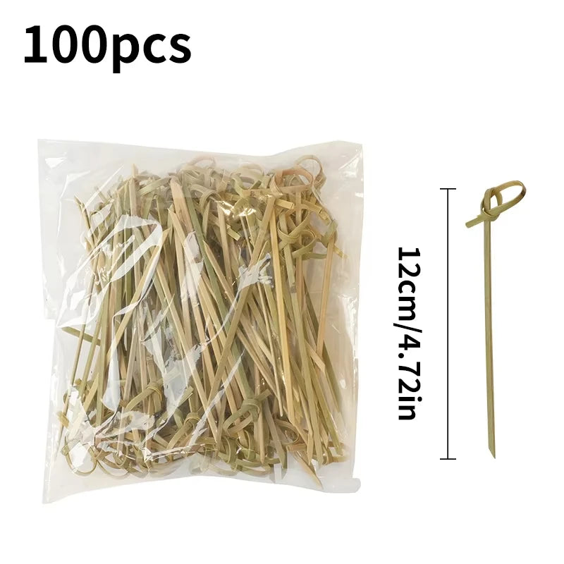 Spiedini stuzzicadenti da cocktail lunghi in bambù di alta qualità da 100 pezzi, adatti per antipasti, spiedini di frutta, panini, bevande, hamburger