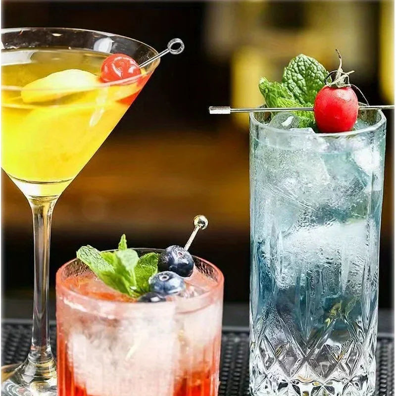 4 pezzi di plettri da cocktail in acciaio inossidabile, plettri da frutta, bastoncini da cocktail per bar, pub, club, ristorante e accessori per bicchieri per uso domestico