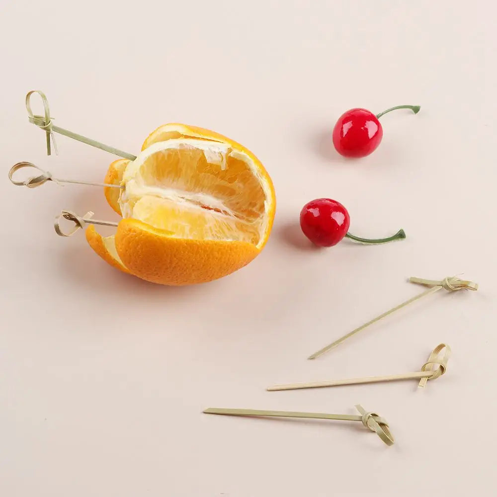 100 pezzi di bambù usa e getta Knot Stick spiedini Cocktail Picks forchette di frutta Barbeque Party Decoration Bar Tool